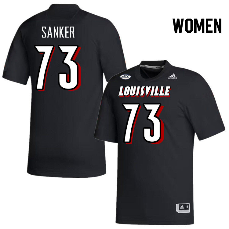 Women #73 Madden Sanker Louisville Cardinals College Football Jerseys Stitched-Black